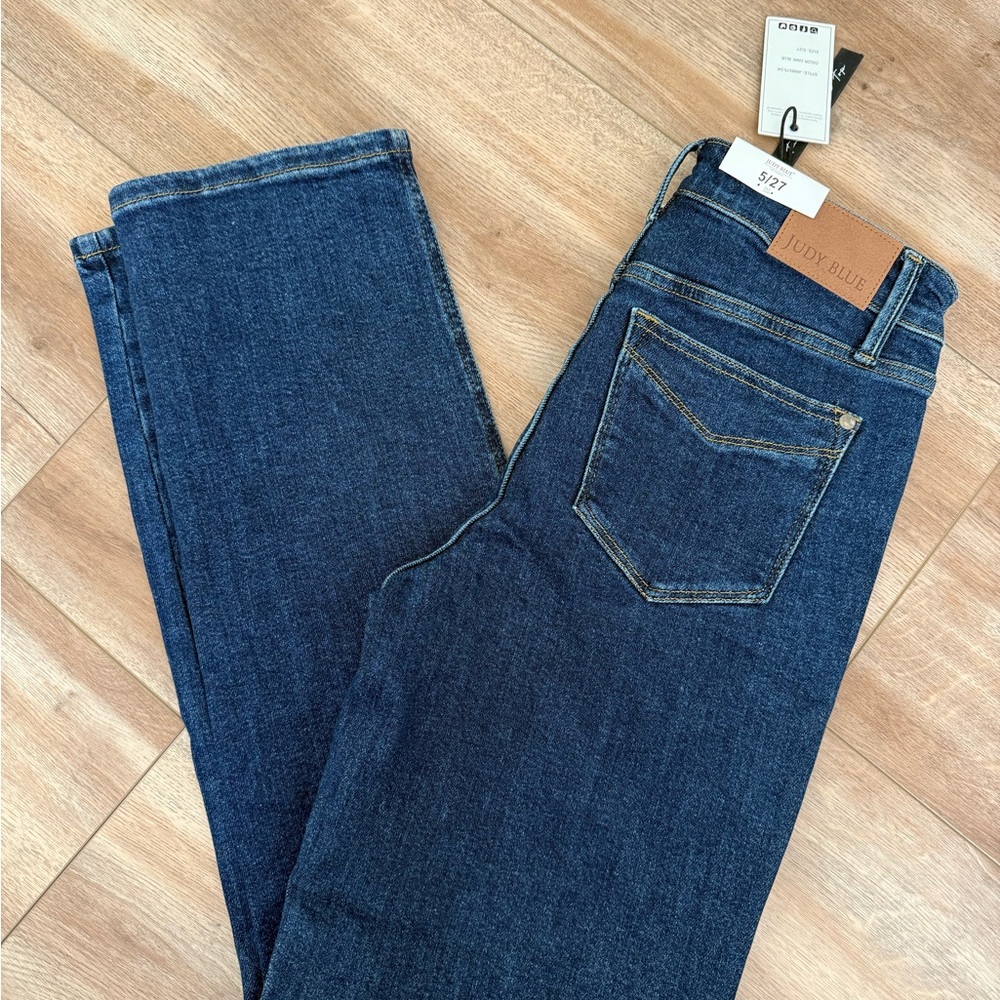 Judy Blue High Waist Straight Jeans in Deep Blue